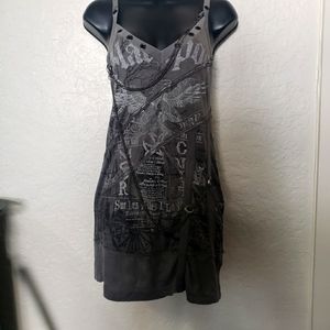 Cute Salvage Large Grey dress, white print